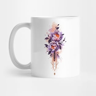 Blooming purple peonies watercolor tattoo Mug